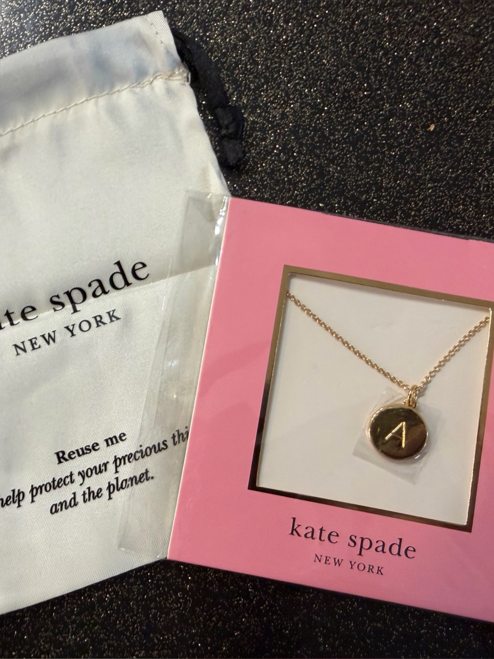 kate spade gold initial A disc pendant necklace